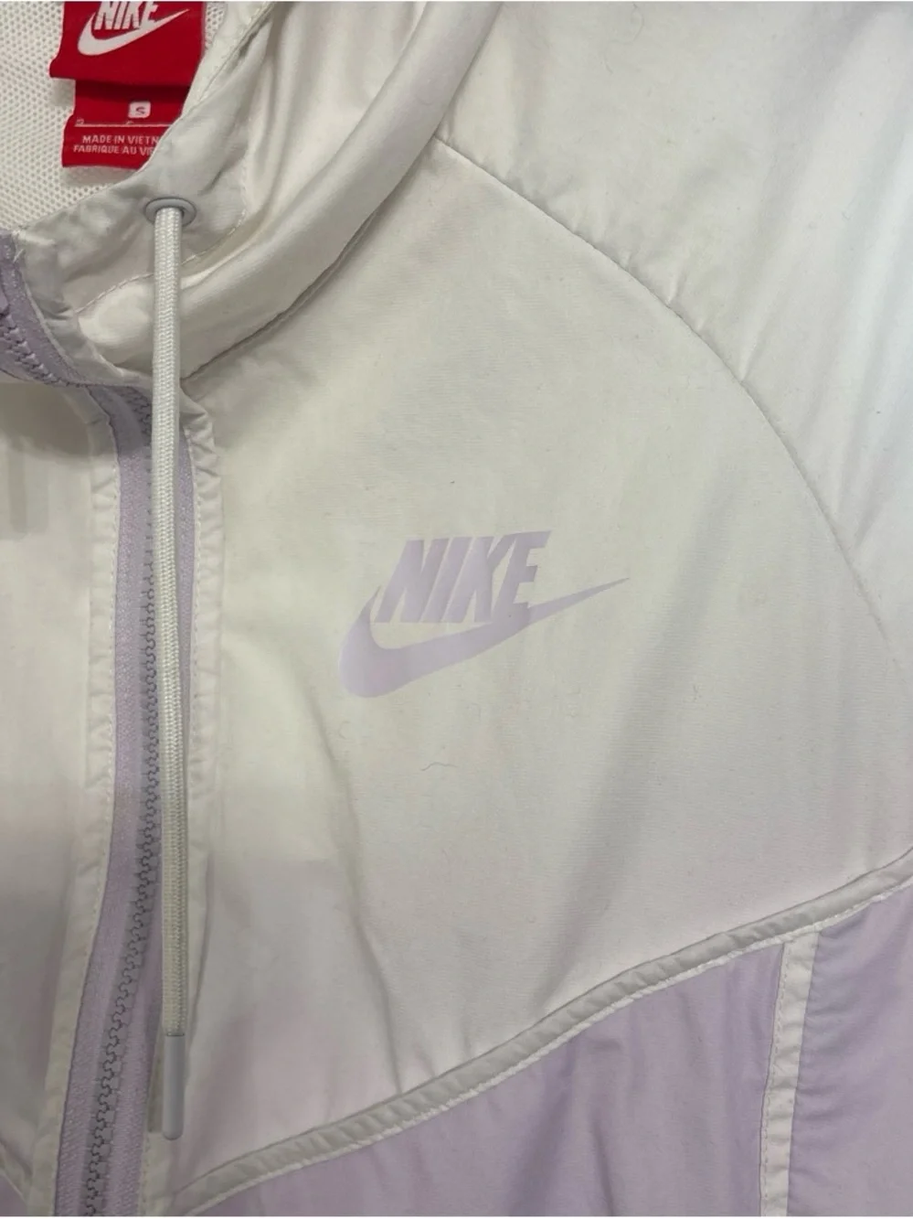Nike Women's Lavender and White Hooded Color Block windbreaker Jacket